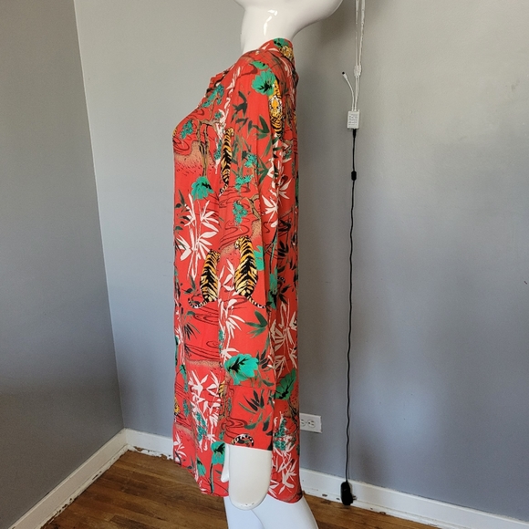 H! By Henry Holland Tiger Print Shirt Dress, VGUC, Size EU 42/L - Picture 6 of 9
